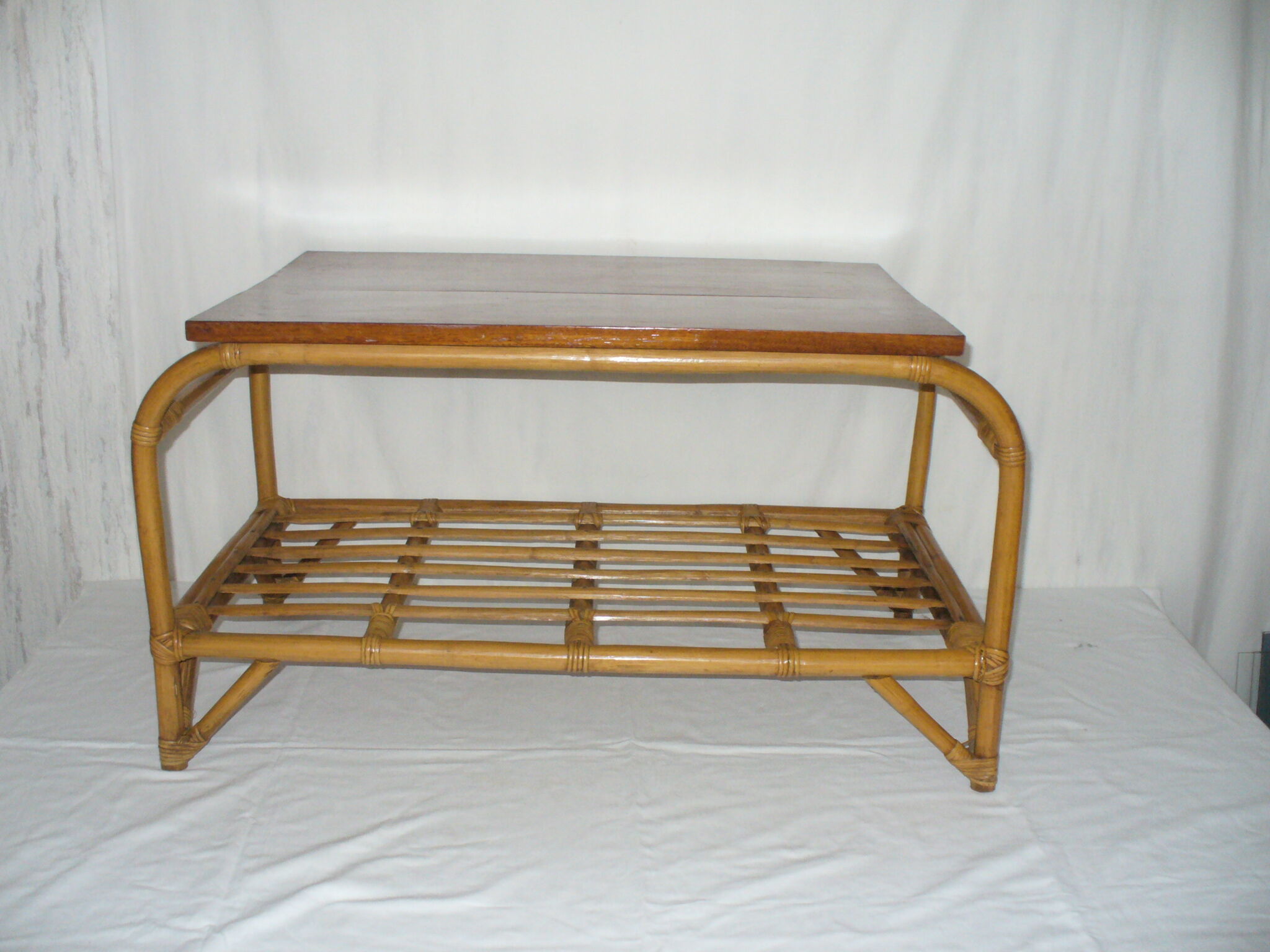 Bamboo coffee table rattan of the 1950s