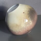 Fance Franck brown enameled ceramic ball vase