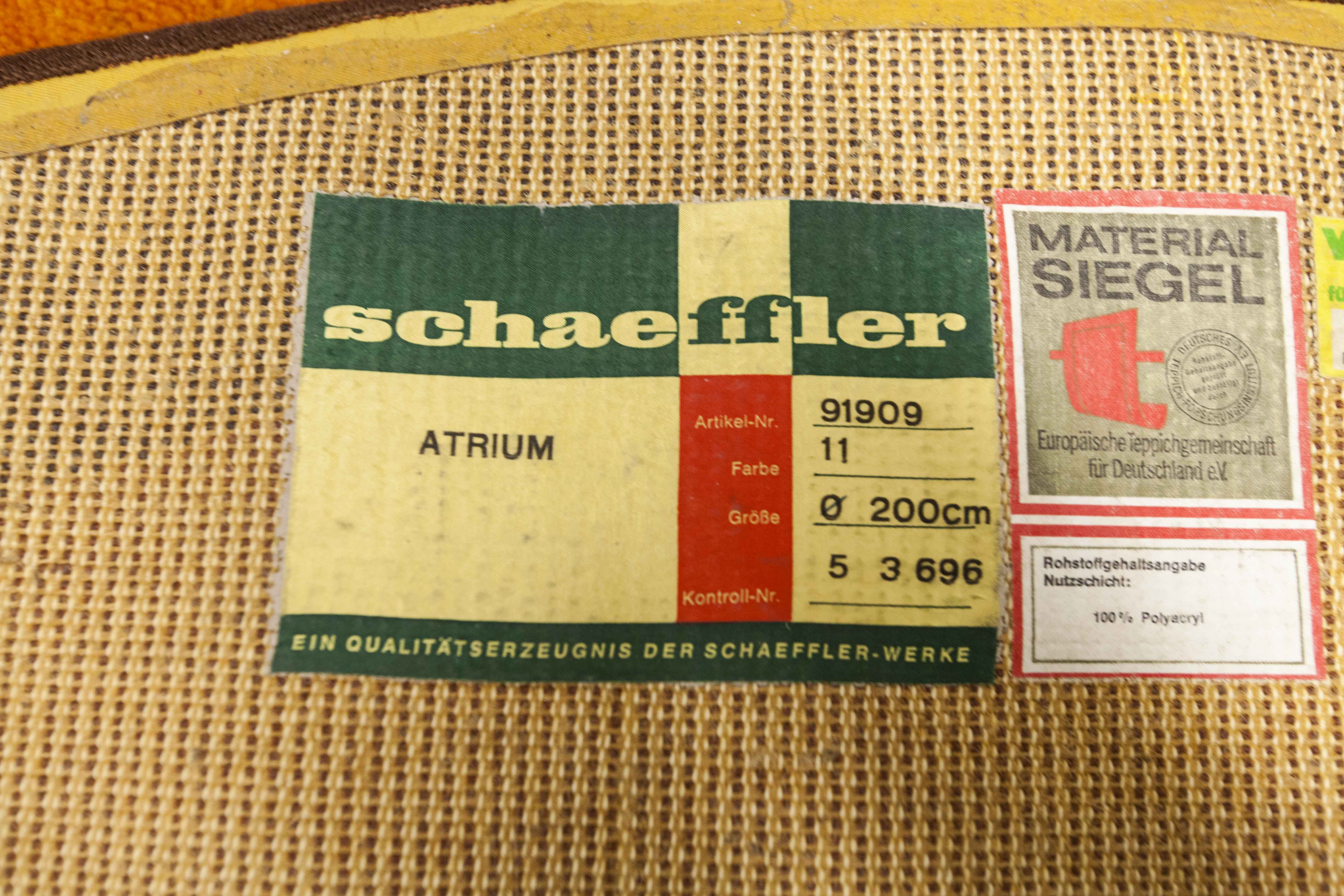 Round carpet 2m Scandinavian Schaeffler model "Atrium" synthetic from 1977