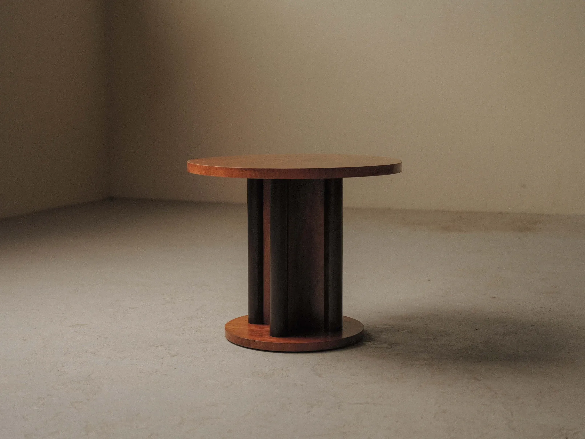 Guéridon rond de style Art déco en bois, vers 1950