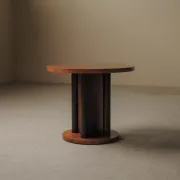 Guéridon rond de style Art déco en bois, vers 1950