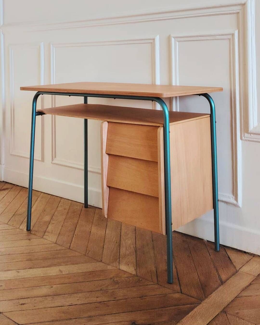 Renovated vintage children's desk, Scandinavian style, 1950s-60s.