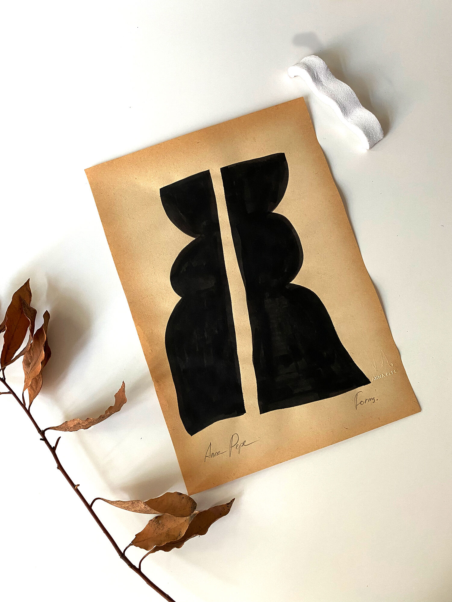 Original painting on vintage paper