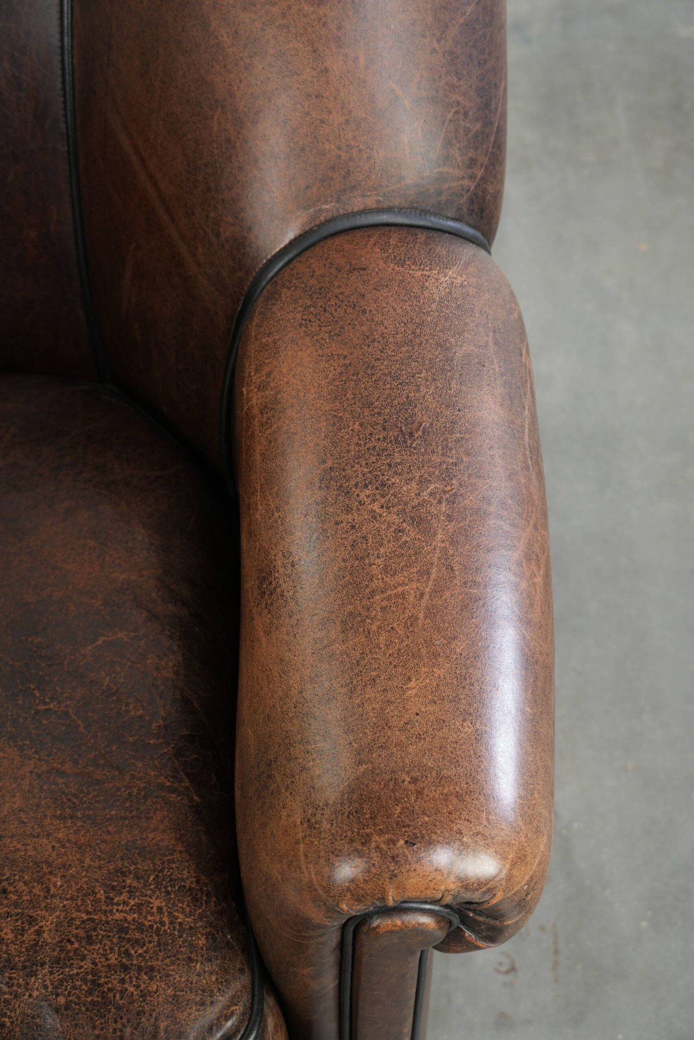 Vintage sheepskin armchair with a unique design and timeless appearance