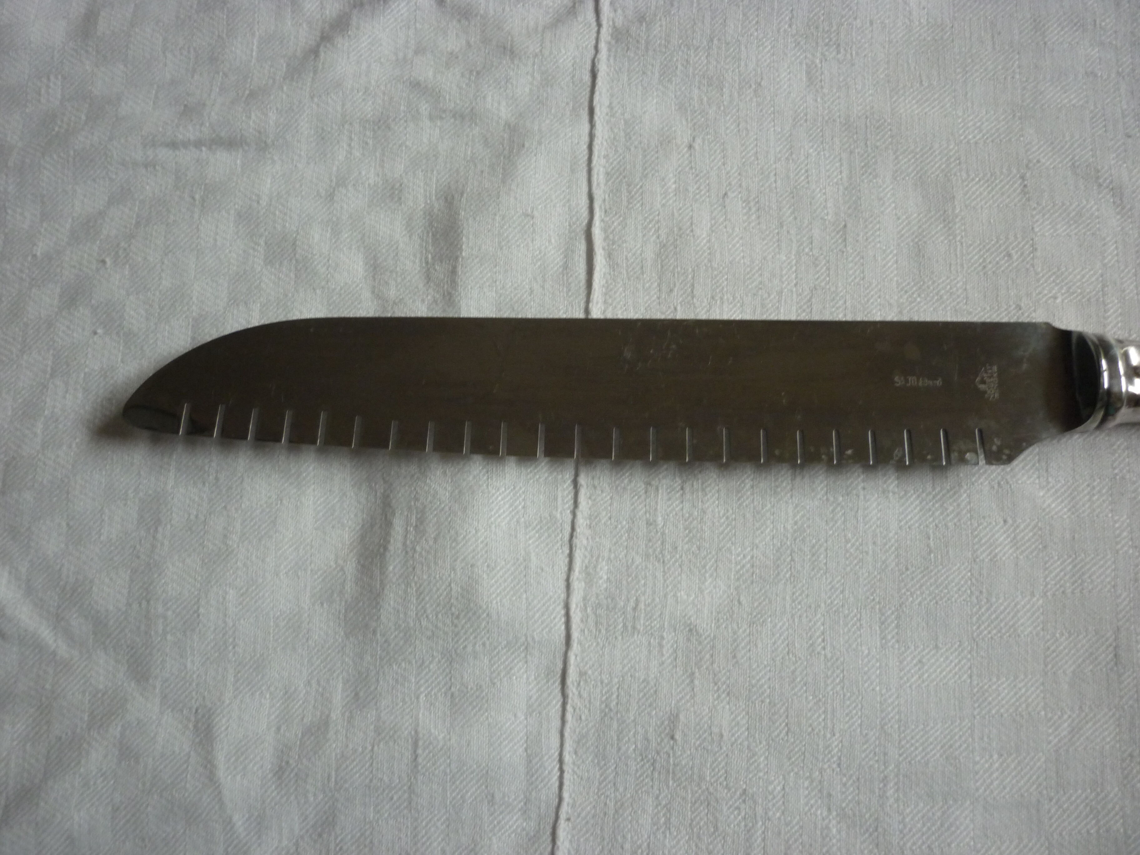 Knife a silver metal bread stainless steel blade st medard