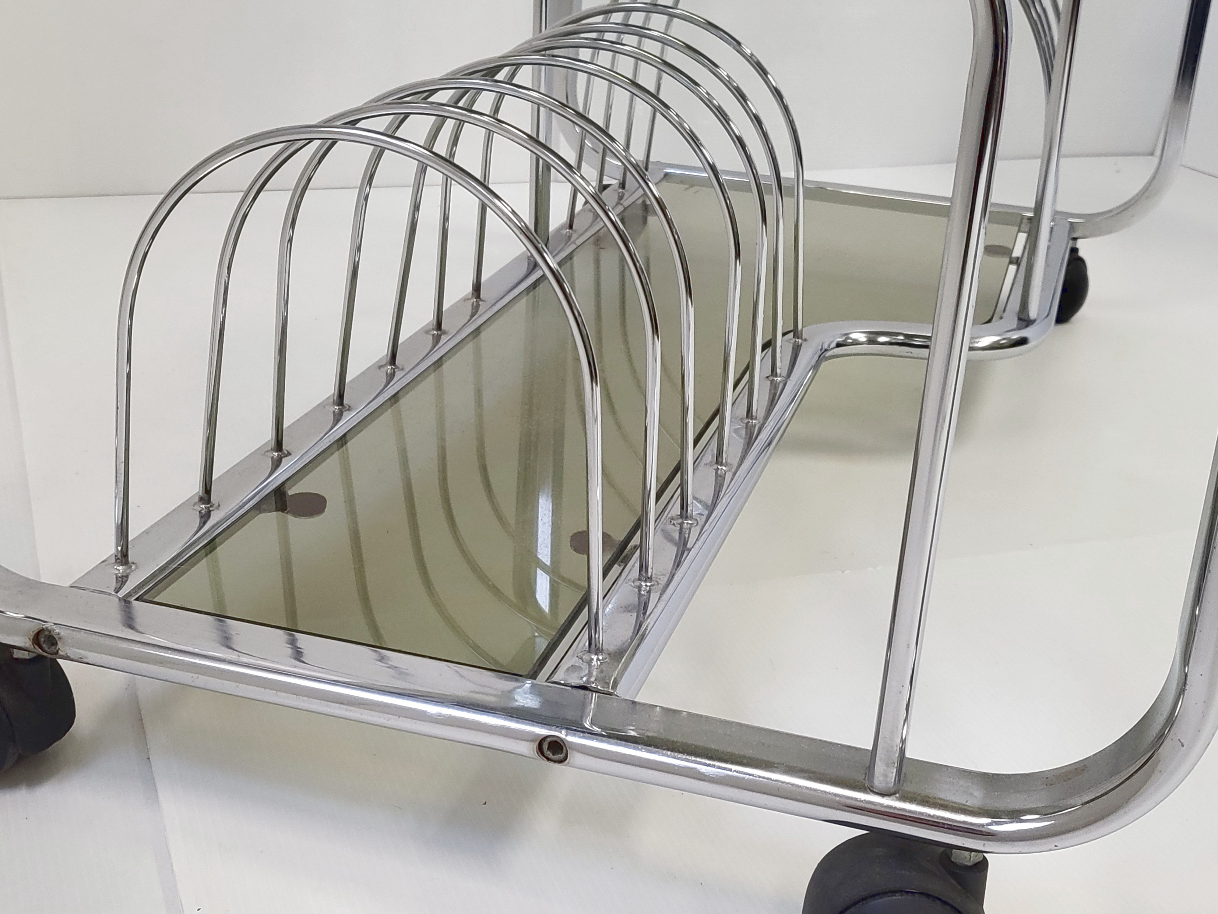 Vintage HIFI furniture 1970 chrome & glass