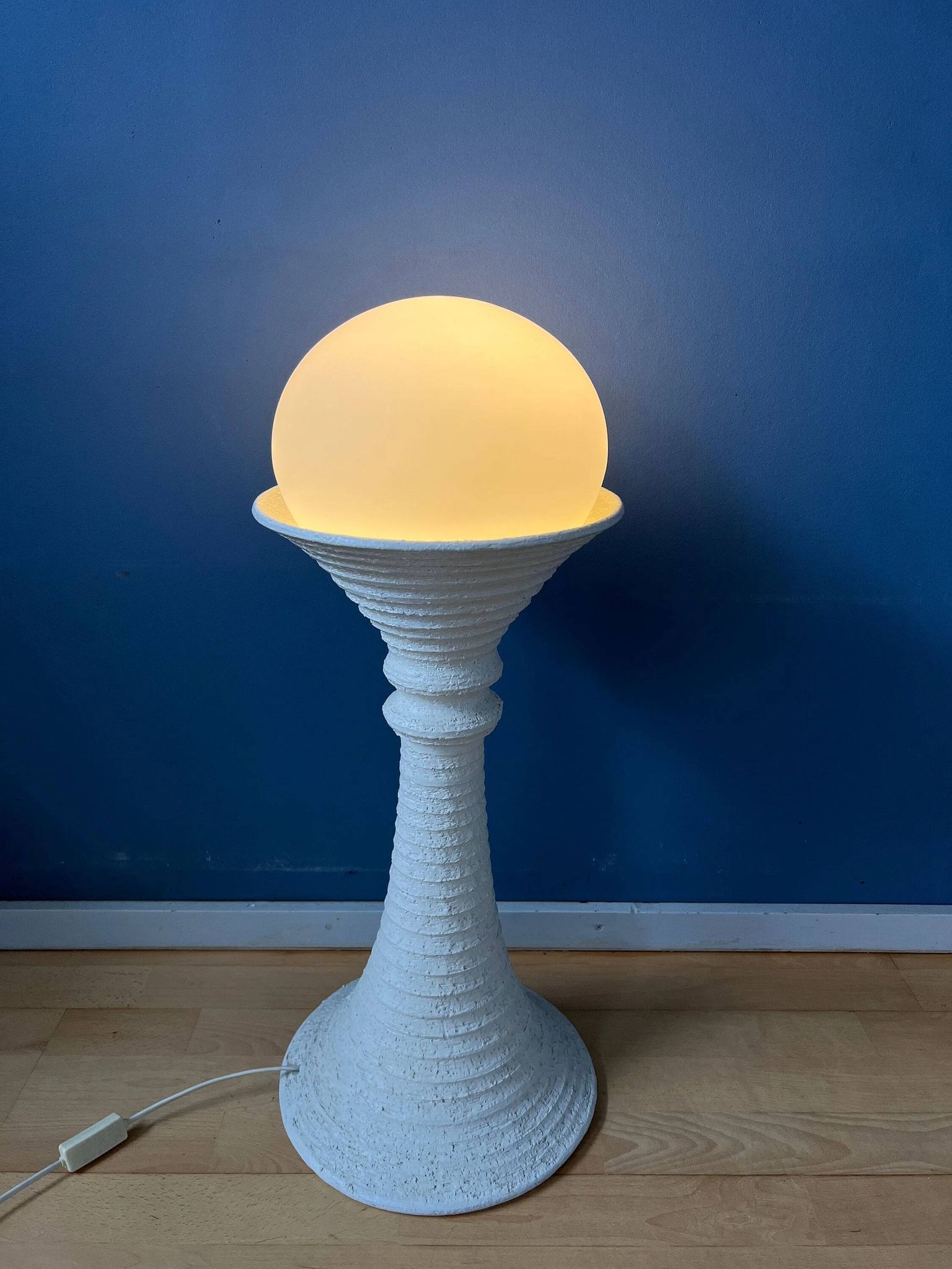 White ceramic floor lamp Mid-Century Space Age by Doria Leuchten