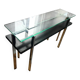 70s glass and stainless steel console