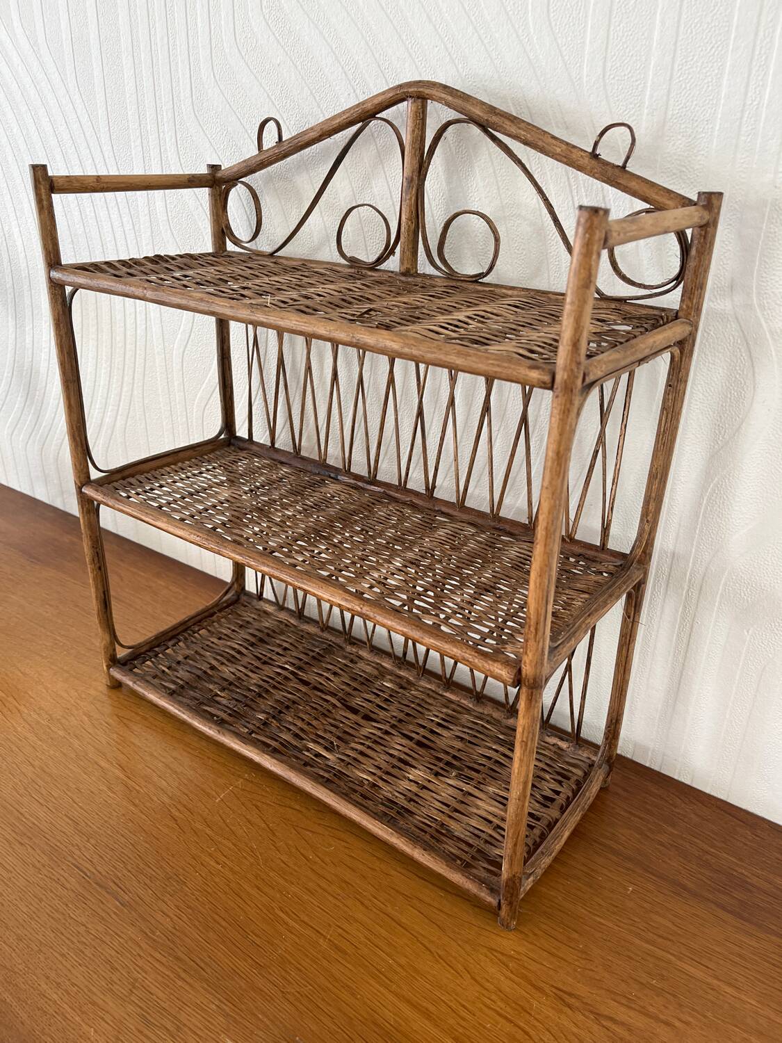 Vintage wicker wall shelf
