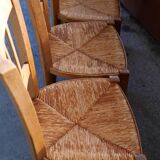 Set of 5 rustic straw chairs