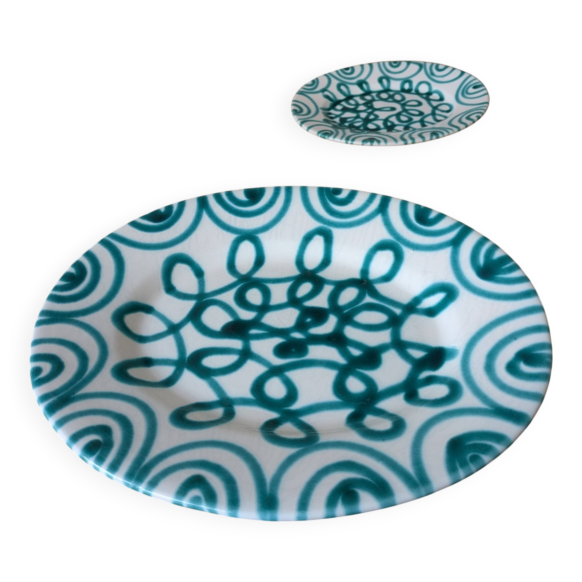 Vintage Gmundner Keramik Serving Oval Plate / Austria / Green Flamed / 2