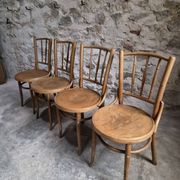 Set of 4 Fischel bentwood bistro chairs, Czechoslovakia, circa 1930–1950.