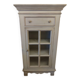 Meuble 'Bibus' vitré en bois massif blanc antic
