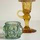 Bougeoirs vintage en verre teinté