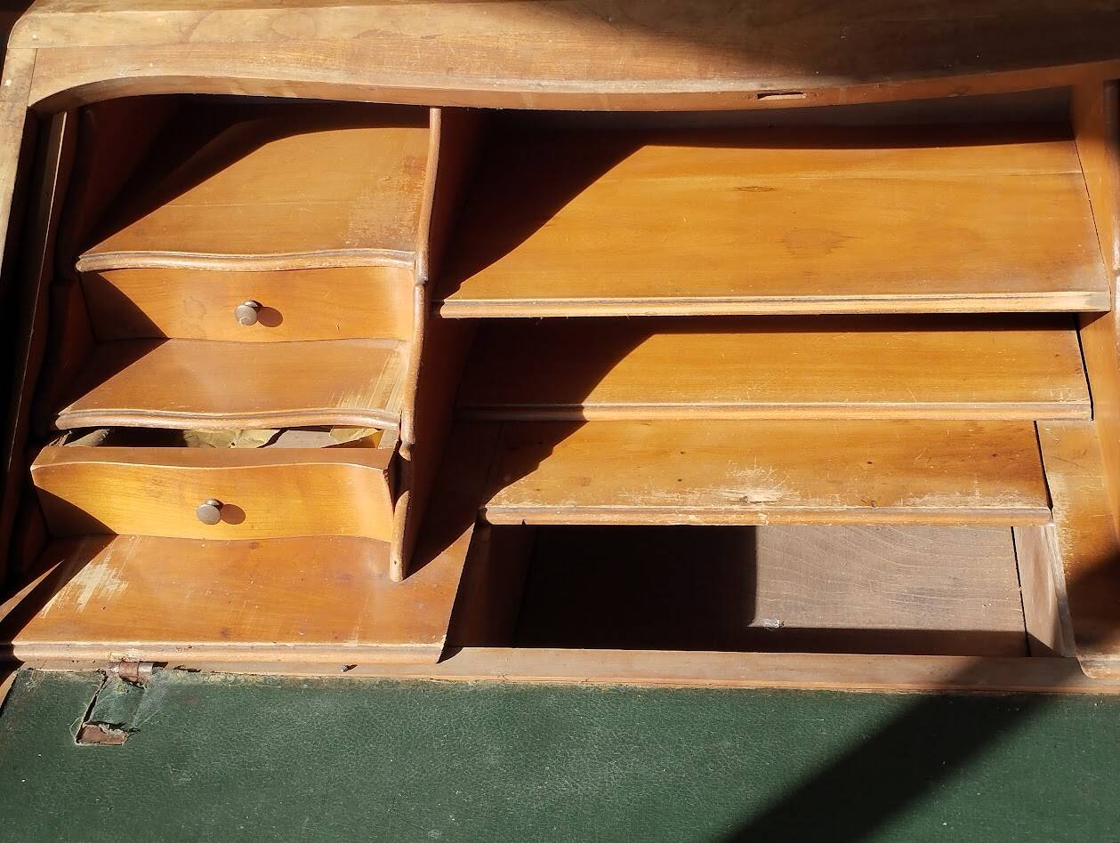 Secrétaire ancien à abattant en bois fruitier, fin XIXème s.