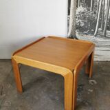 Square coffee table in light oak design 1970