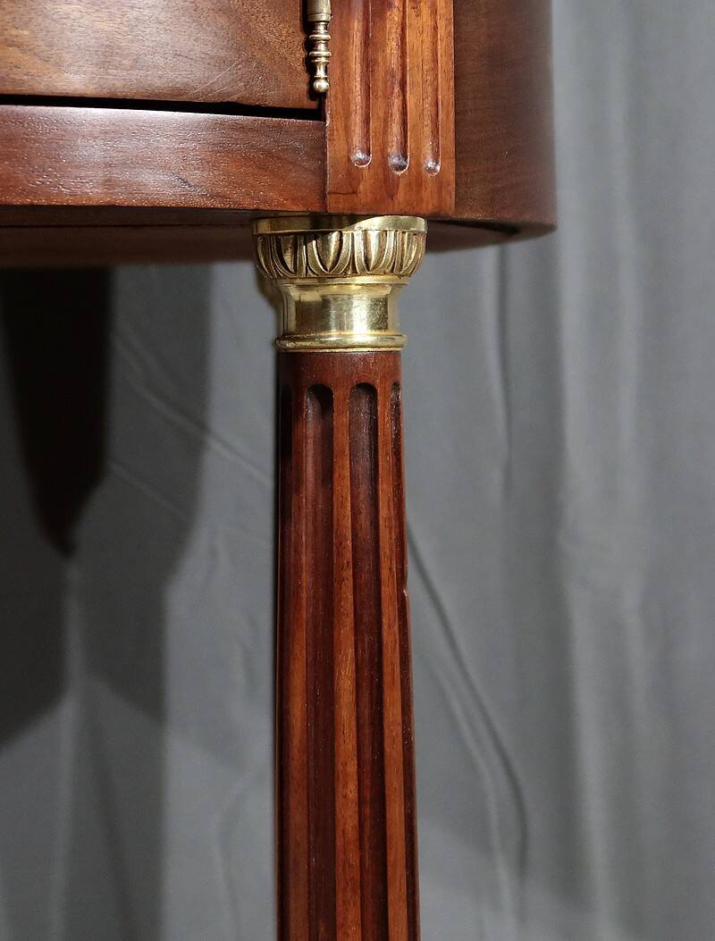 Small Tambour Table in Mahogany, Louis XVI style – Late 19th century