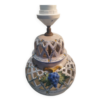 Openwork lamp base from the Art Malicorne earthenware factory