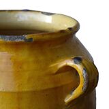 Grand pot à confit ancien français à glaçure jaune