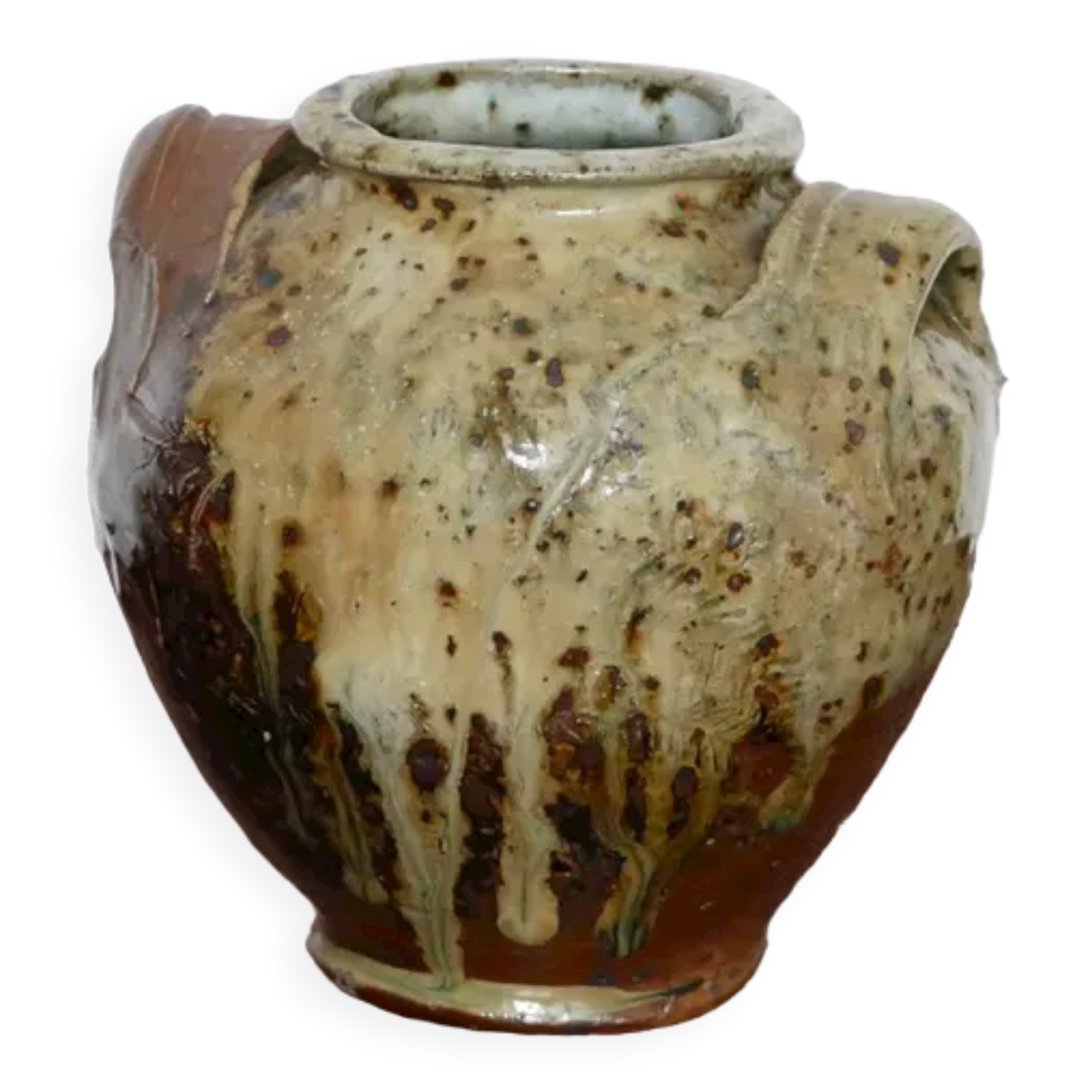 Glazed pyrite stoneware pot