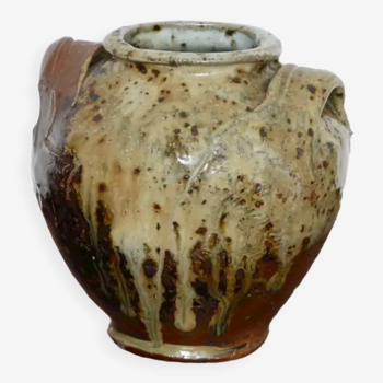 Glazed pyrite stoneware pot