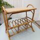 Rattan side table, magazine rack or record rack. Vintage 60s.