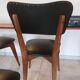 5 chairs in wood and black faux leather, Scandinavian style