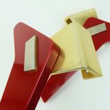 1950s streamline DOOR HANDLES push handles red bakelite and aluminum