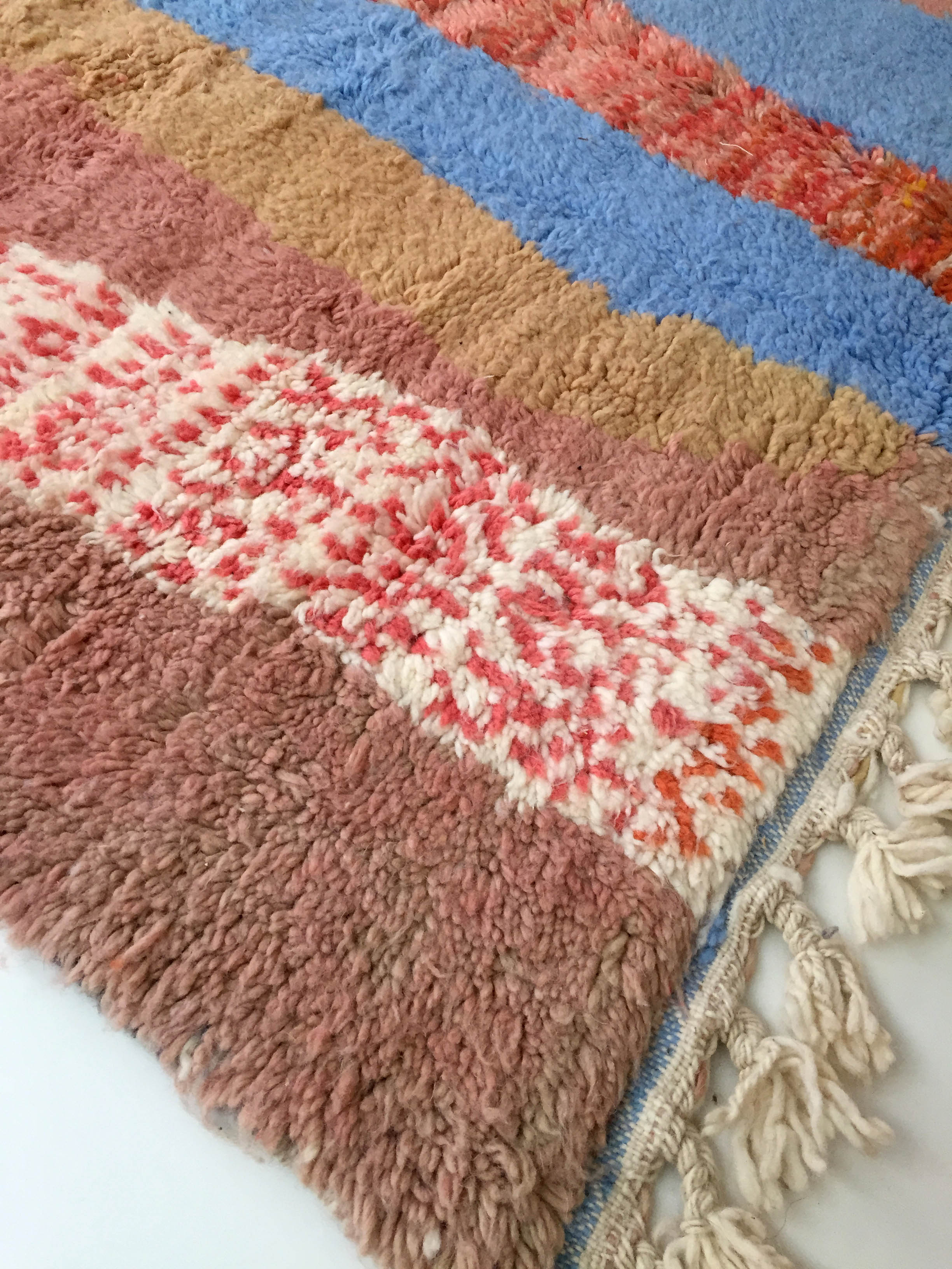 Moroccan Berber carpet Beni Ouarain with colorful flats and hunted 250x160cm