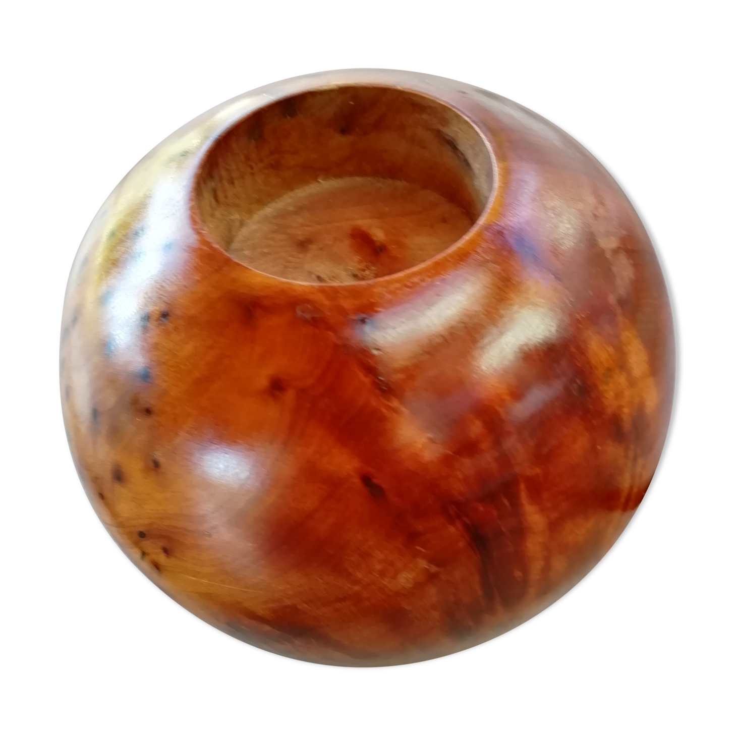 Solid cedar candle holder