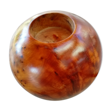 Solid cedar candle holder