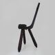 Brutalist tripod chair in raw wood. solid wood chair