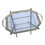 Folding metal and glass side table