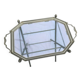Folding metal and glass side table