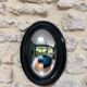 Witch mirror from the Napoleonic III era, 23/16.5cm, black, glass, curiosity, antique mirror, decoration.
