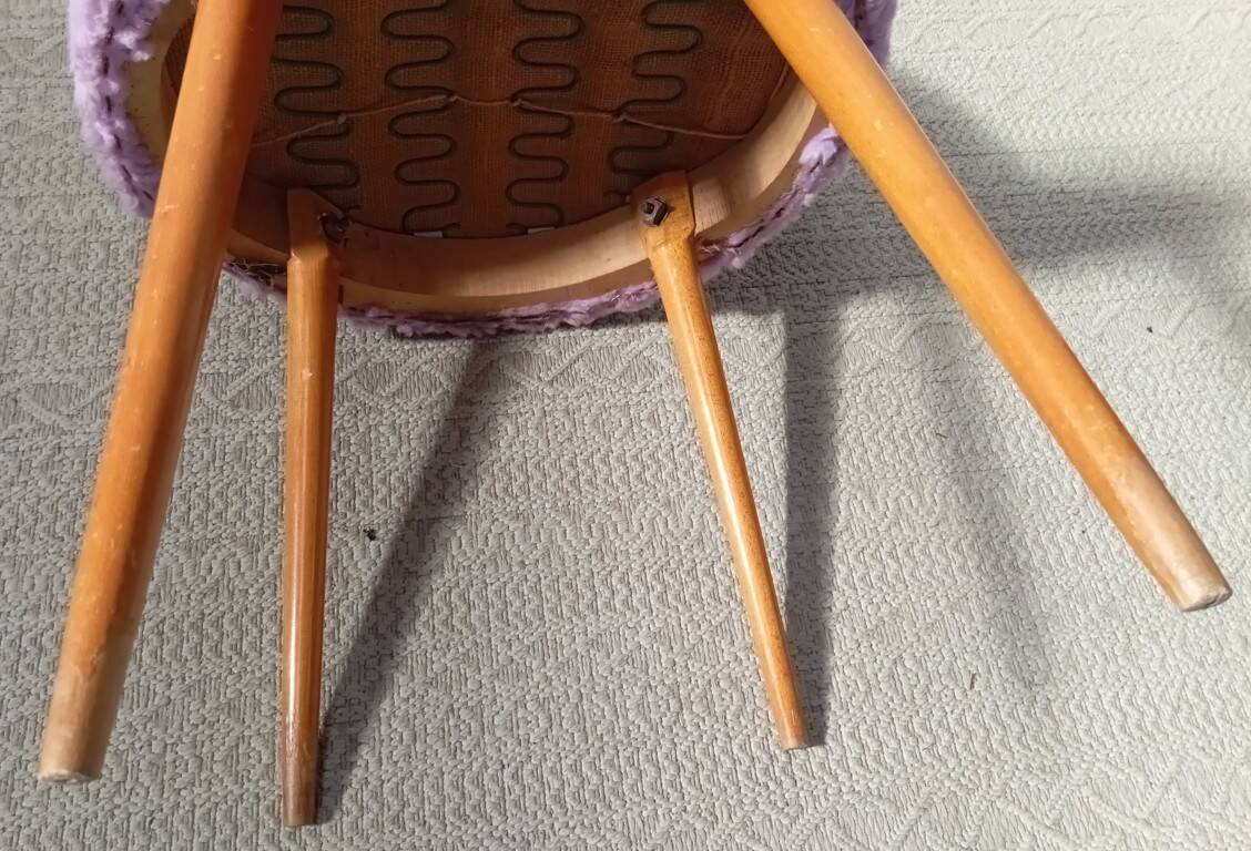 Lilac furry chair from the 50s