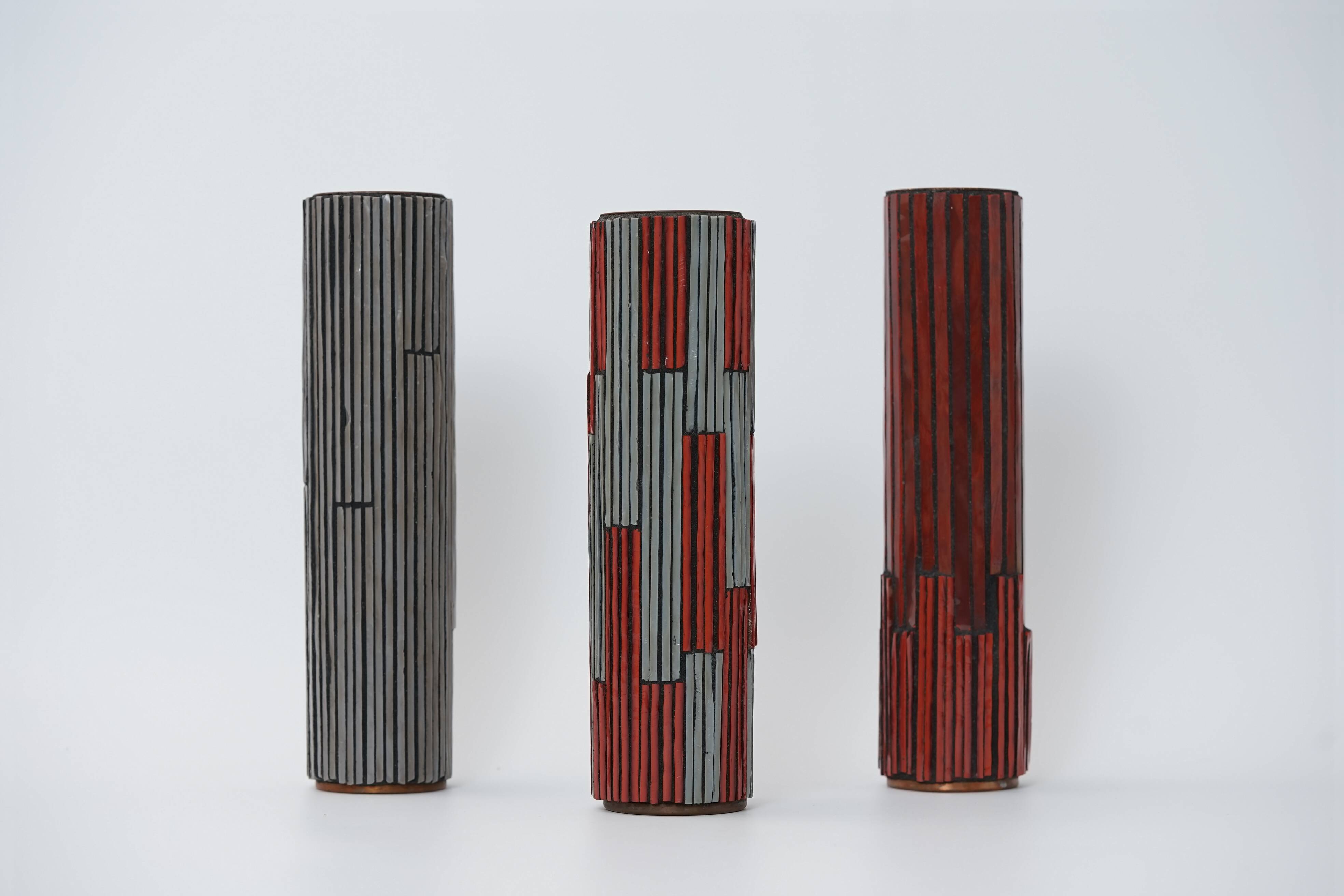 Vintage Pottery Mosaic Vases by W. Zimmermann for Ritter