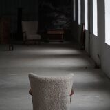 Viggo Boesen, Lounge Chair in Oak and Sheepskin Shearling, Modern Danish, 1950s