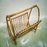 Vintage rattan magazines rack