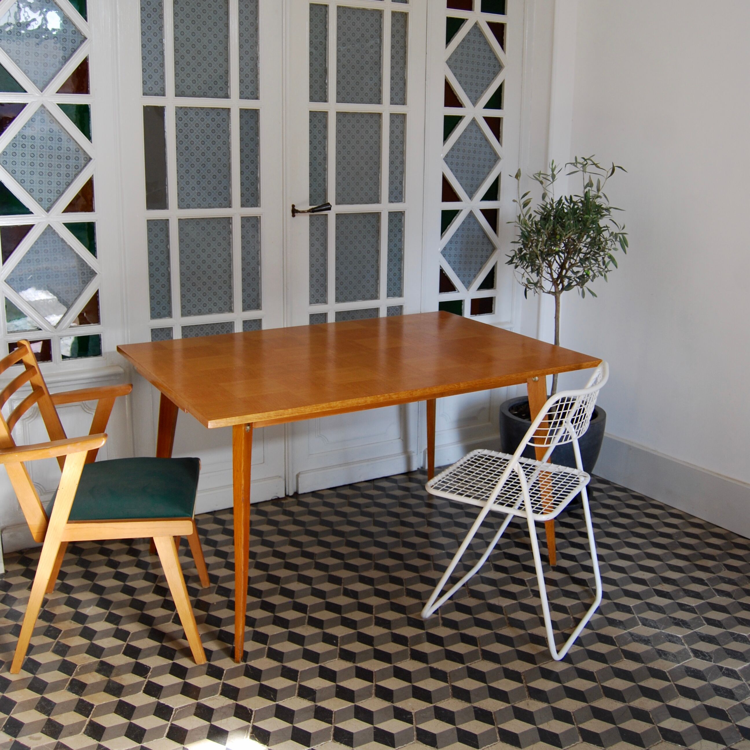 Scandinavian style wooden dining table