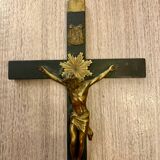 Crucifix Christ bronze blackened wood