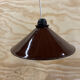Industrial pendant light in brown and white enameled sheet metal