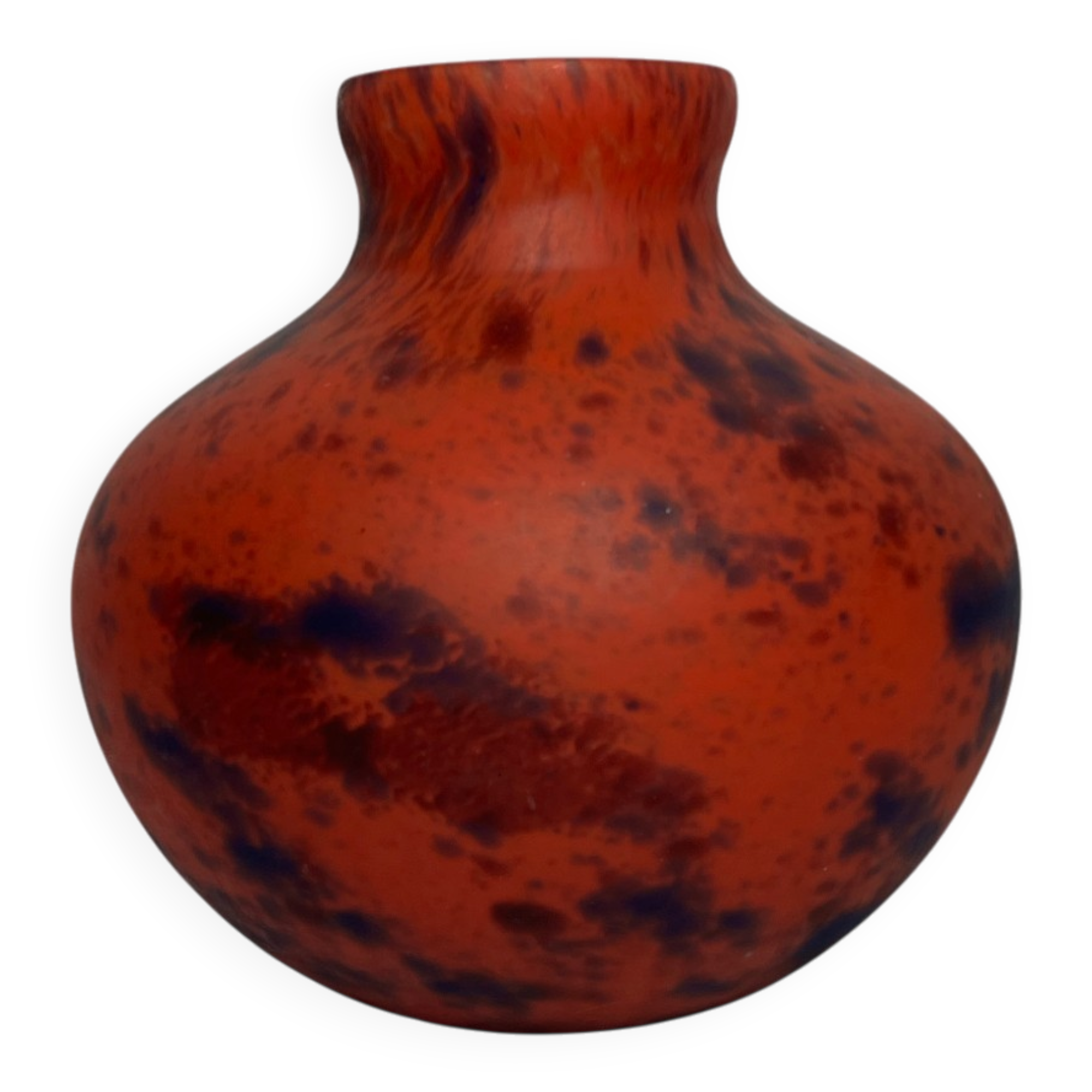 Art Deco, marbled glass round vase by Delatte Nancy circa 1930