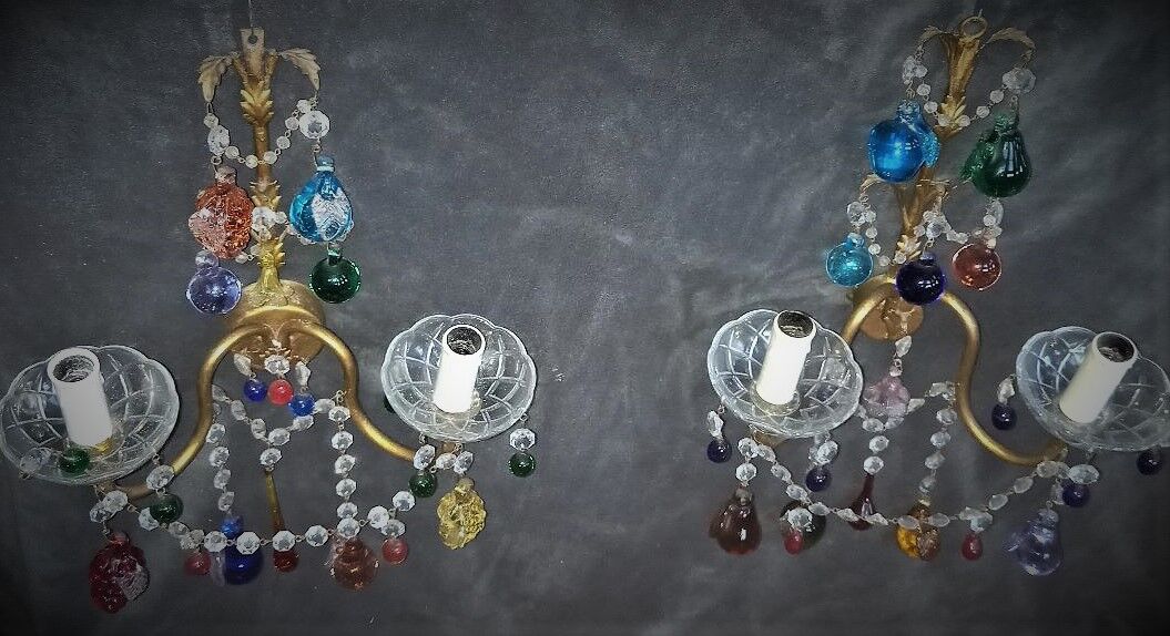 Set wall lamps of murano decor fruit cluster