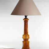 Scandinavian Modern Amber Glass Table Lamp by Miranda, 1970s