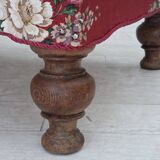 1920-30s, Danish armchair, furniture cotton fabric, hand carved oak wood.