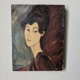 Acrylic on canvas, old vintage portrait painting