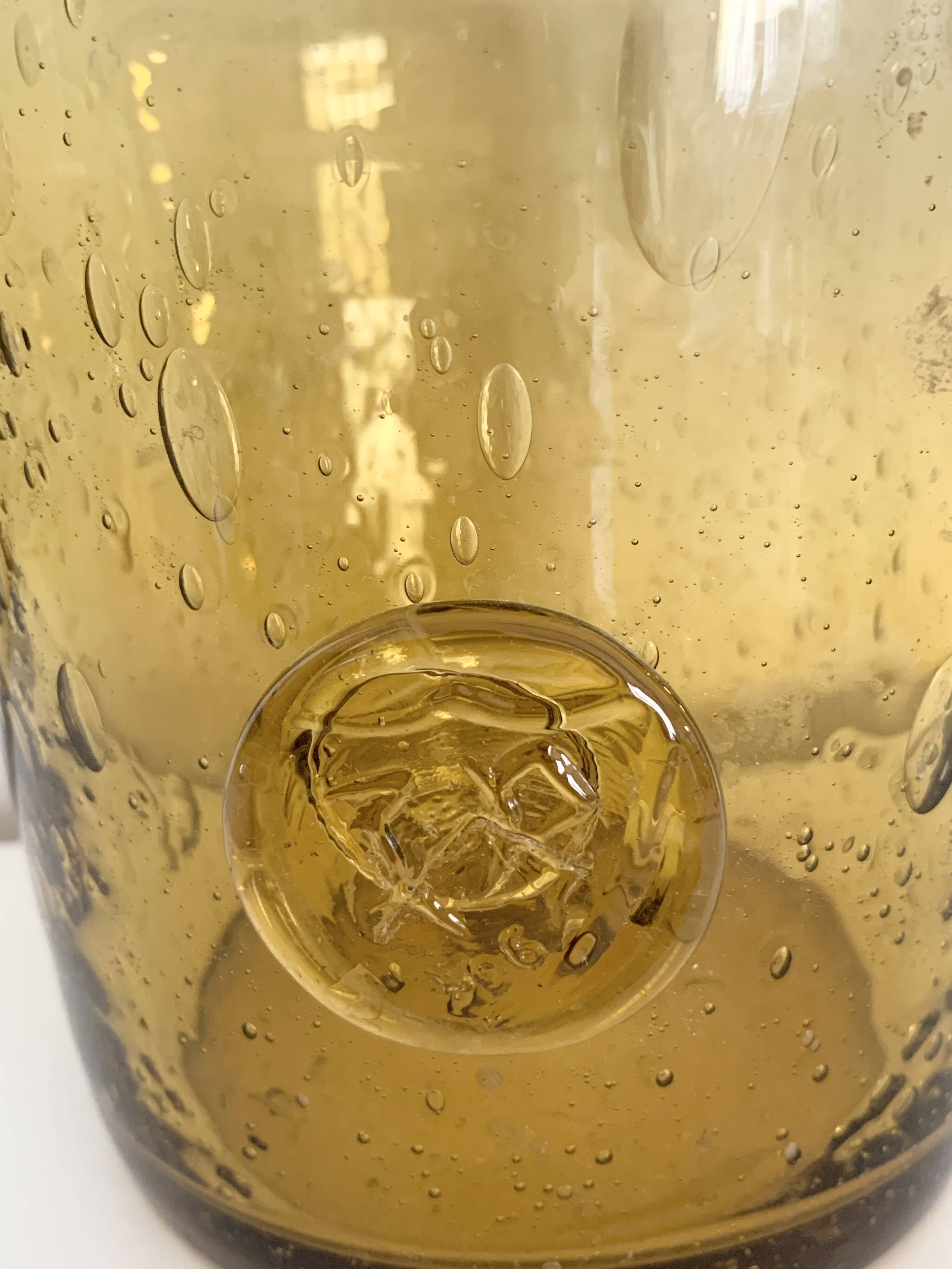 La Rochère amber bubbled glass pot
