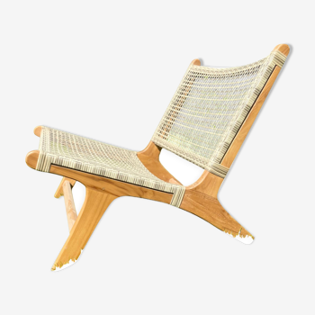 Chaise / fauteuil de jardin / monoplace en rotin rétro