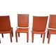 Set di 4 Sedie Design in Cuoio Arancione e Ferro Vintage